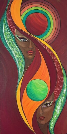 complementarit&eacute; absolue acrylique et techniques mixtes, 80x40