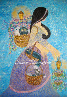 Peinture acrylique "Princesse- fleuriste"