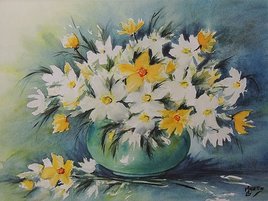 Bouquet au fleurs jaunes & blanches