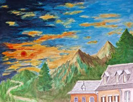 Coucher de soleil sur la montagne / Painting : Sunset on the mountain