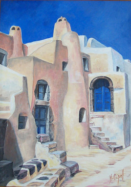 Santorin - Eborio - Porte bleue