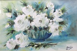 Roses blanches en bouquet