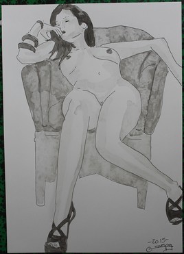dessin nu féminin erotique portrait "détendue"
