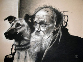 Le vieux monsieur et son chien