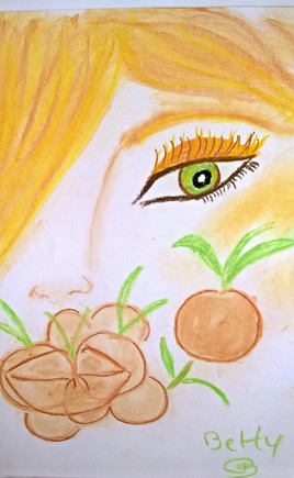 la fille aux abricots  (pastels secs)