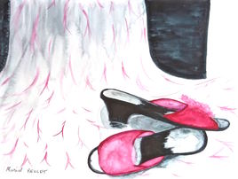 Mes chaussons fuchsia / Painting : My old fuchsia slippers