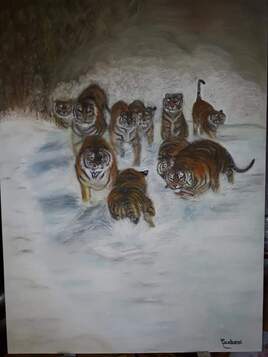 Tigres dans la neige