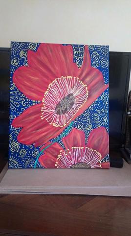 tableau fleurs rouges