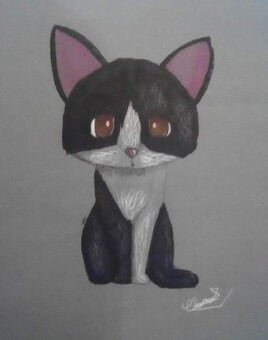 chat kawaii noir et blanc