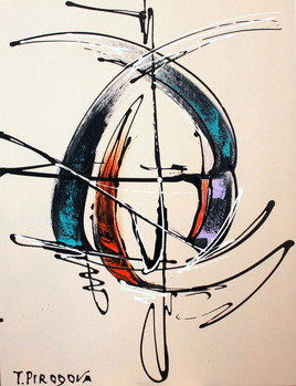 Abstraction n &deg; 555. La taille de la toile 50 cm x 65 cm.