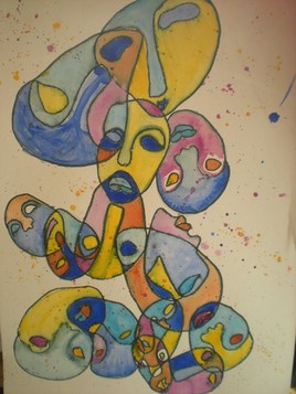 d&eacute;visages des figures l'aquarelle