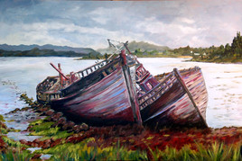 bateaux échoués sur l'ile de Mulle (Ecosse)
