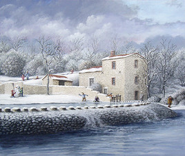 La Maison de la rivière et du pêcheur sous la neige
