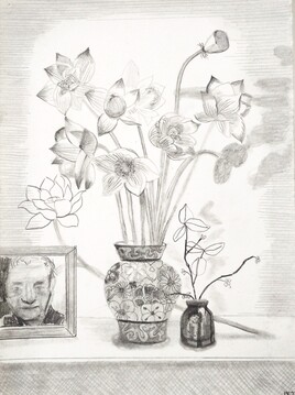 Bouquet de lotus au portrait