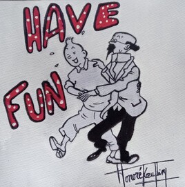 Tintin et le professeur Tournesol + graffiti