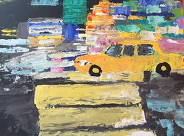 Yellow cab ou premier essais peinture au couteau