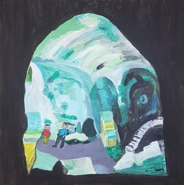 Tableau Peinture "La Caverne" Acrylique sur toile avec certificat d'authenticit&eacute;, art Abstrait