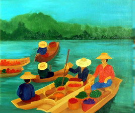 March&eacute; flottant en Tha&iuml;llande.