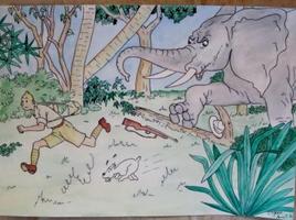 Tintin et l'éléphant (!)