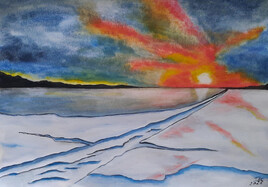 "Couchant de braise sur les terres glac&eacute;es"