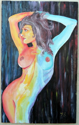 "femme de couleur" peinture sur bois de palettes