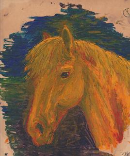 tete de cheval peinte avec une allumette