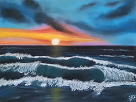 "Vagues, ciel et soleil couchant" "Vagues, ciel et soleil couchant"