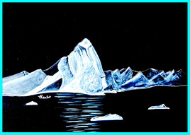Paysage arctique en blanc et bleu / Painting White and blue Arctic landscape