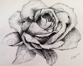 Rose &agrave; l'encre