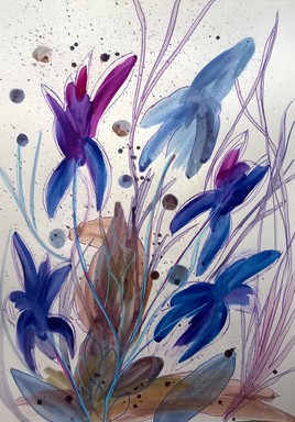 Les Herbiers 1- Fleurs abstraites-encres et acrylique