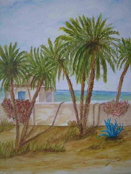 Vue sur mer aux palmiers