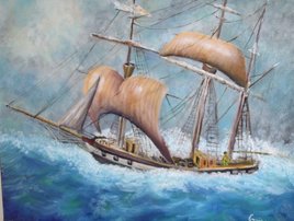 voilier sous la tempete Arnaud GUILLORY artiste c&ocirc;t&eacute;