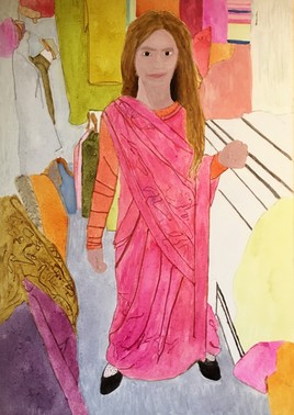 Juliette essaie un sari
