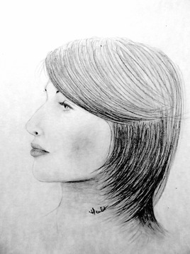 Portrait Femme profil Flore / Drawing : Portrait of a young woman Flora