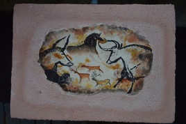 Fresque: copie grotte des Taureaux - Lascaux