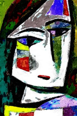 Cadre sur toile portrait de femme abstrait 50 x 75 cm