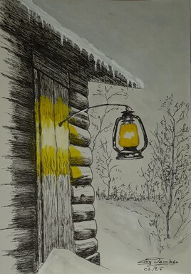 Chalet sous la neige