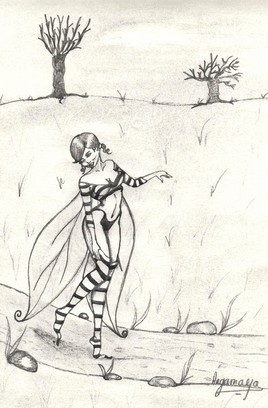 F&eacute;e aux chaussettes ray&eacute;es.