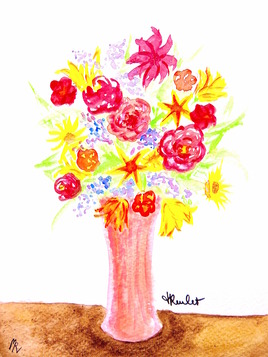Bouquet jaune et rouge / Painting Yellow and red bouquet