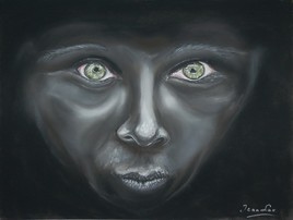 Portrait noir, yeux verts