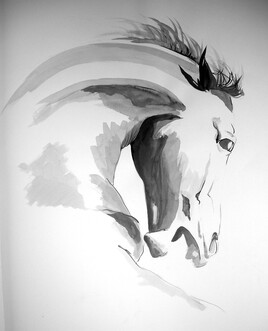 Portrait de cheval à l'encre de chine