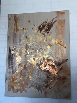 Tableau abstrait beige marron