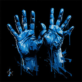 Blue hands