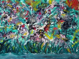 ELIE BERNARD ACRYLIQUE ORIGINALE ART ABSTRAIT SUR TOILE 44X65