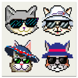 4 Kool Cats avec chapeau et verre fumé, 02, de la série 12 Kool Cats.