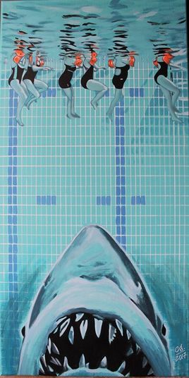"La piscine" (acrylique) 40x80 cm 