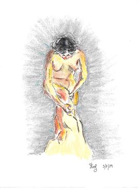 Femme nue posant avec une serviette
