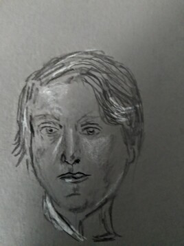 Portrait   sur papier gris