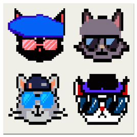 4 Kool Cats avec chapeau et verre fumé, 03, de la série 12 Kool Cats.