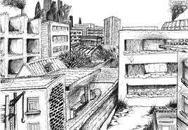 At the third floor window